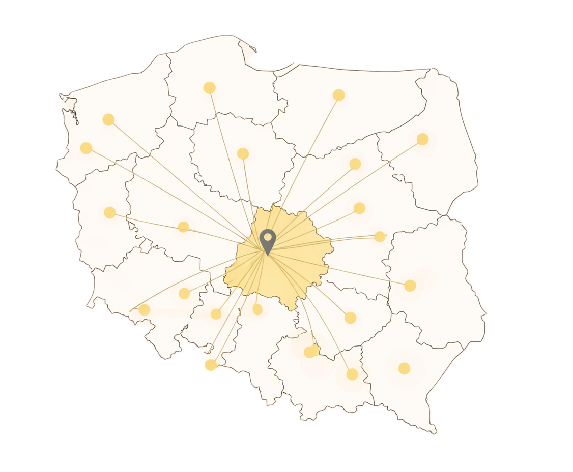Wizualizacja zasięgu dostaw Obiad w pracy